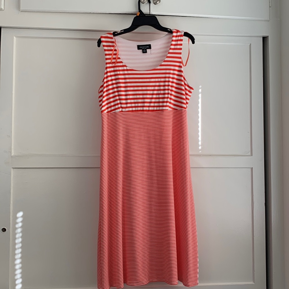Cute striped white/ orange flared dress